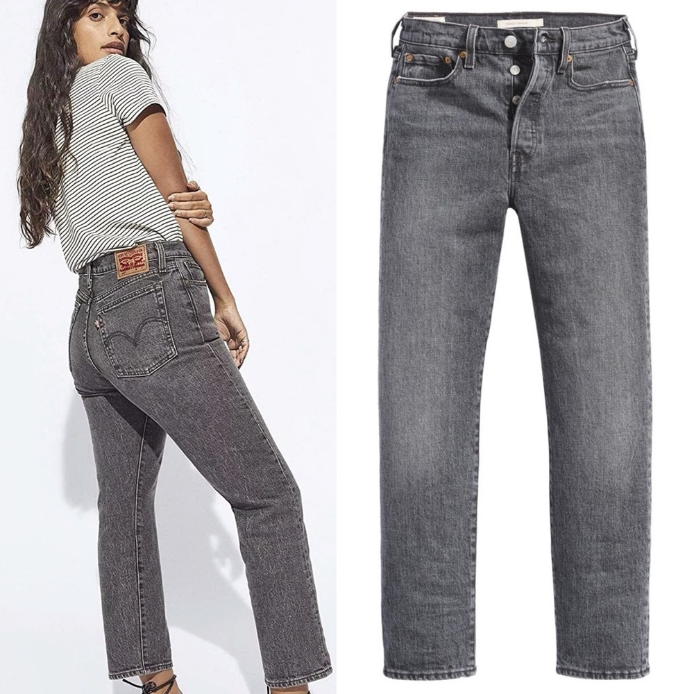 Levi's Wedgie Straight in Break a Leg Wash Faded Black Grey size 23 x 26